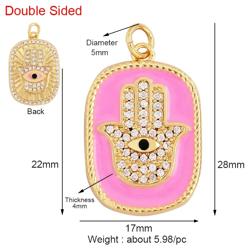 Fashion Colourful Turkish Evil Luck Eye Hand Charm Pendant,Simple Geometric Zircon Horoscope Sign Necklace Jewelry  Supplies M36