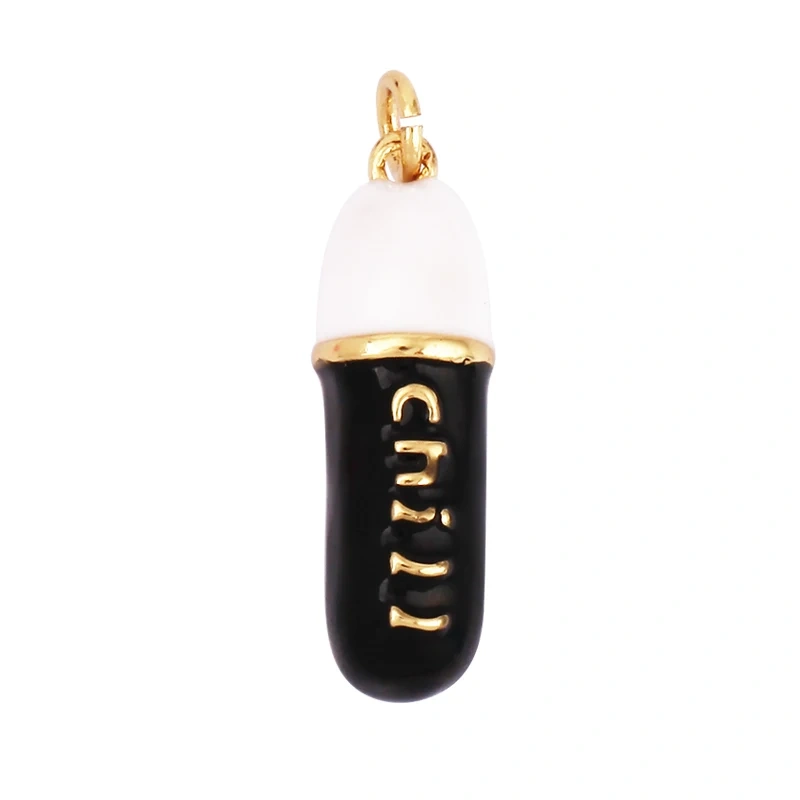 Capsule Chill Pill Enamel Charm Neon Pink Orange Turquoise Pendant Oil Dropped,Gold Plated Colour,Necklace Bracelet Pendant M83