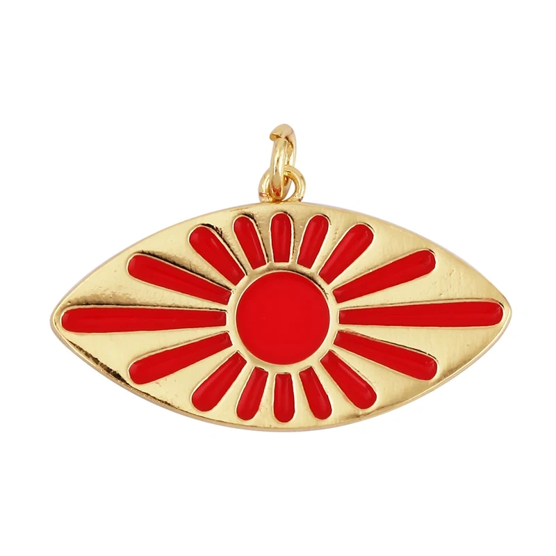 Oil Dropped Enamel Evil Eye Rectangle Square Round Oval Tag Geometry Charm Pendant,18K Gold Zircon Necklace Bracelet Supply M91