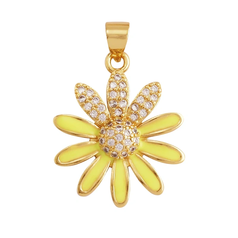 Sweet Spring Colorful Flower Charm Pendant,Trendy Multicolor Sakura Enamel Necklace Accessories Handy Craft Jewelry Supplies M28