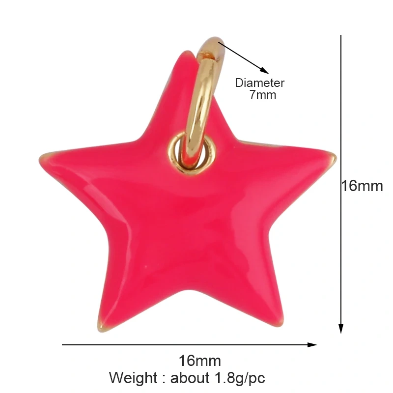 Enamel Lock Heart Star Charm, 18K Real Gold Plated Colour,Necklace Bracelet Pendant for Handmade Jewelry Supplies M90