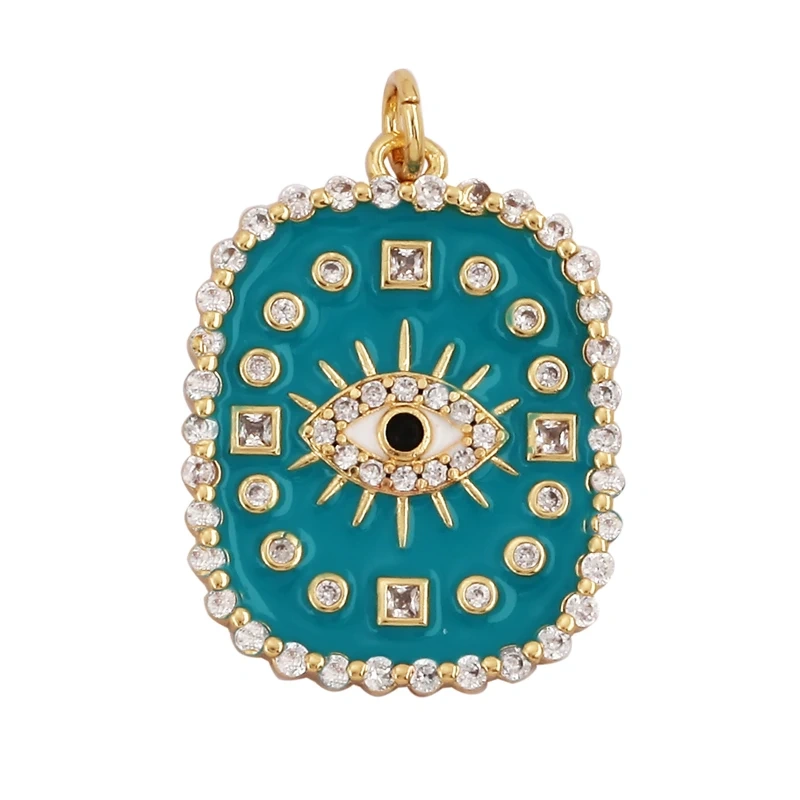 Fashion Colourful Turkish Evil Luck Eye Hand Charm Pendant,Simple Geometric Zircon Horoscope Sign Necklace Jewelry  Supplies M36