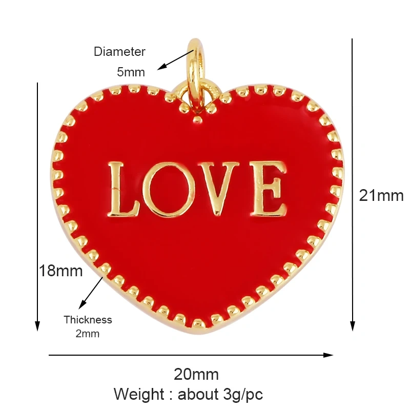 Clover Love Heart Hot Mama Enamel Charm Neon Pink  Turquoise Blue Oil Dropped,18K Gold Plated Necklace Bracelet Pendant M24