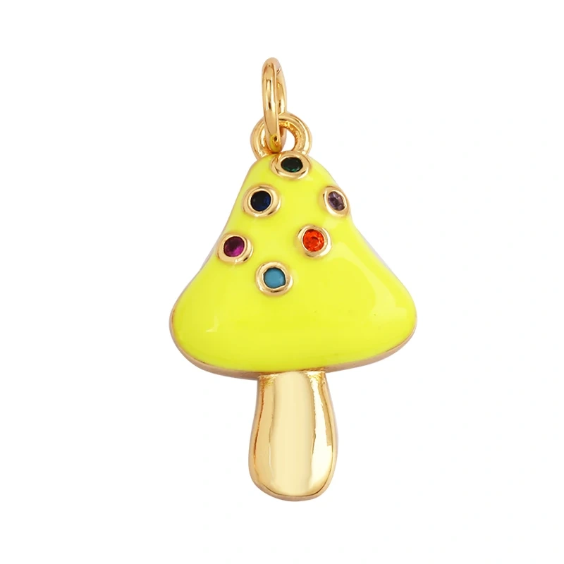Cute Colorful Mushroom Enamel Charm Pink Neon Orange Red Necklace Bracelet Pendant,Gold Plated Accessories Findings Supplies M81