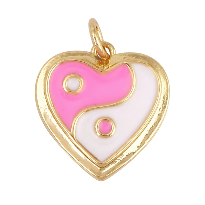 Enamel Taiji Gongfu Charm , 18K Real Gold Plated Colour,Necklace Bracelet Pendant for Handmade Jewelry Supplies L07