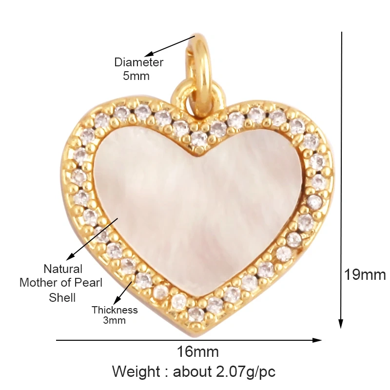 Trendy Design Love Heart Natural Mother of Pearl Shell Agate Malachite Tiger Eye Pendant Charm,Jewelry For Necklace Supplies M32