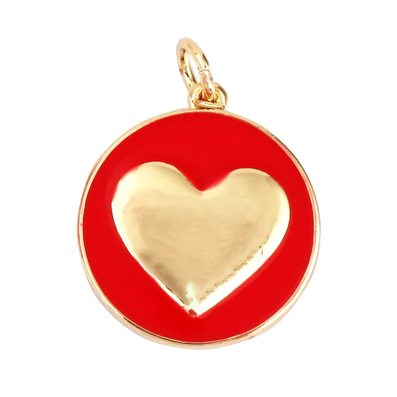 Star Coin Heart Enamel Charm Neon Pink Orange Turquoise Blue Oil Dropped,Real Gold Plated ,Necklace Bracelet Pendant L19 M81