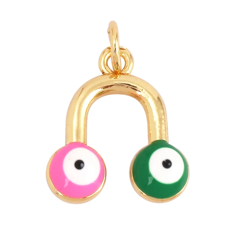 Enamel Evil Eye Charm Pendant,18K Real Gold Plated Cubic Zirconia CZ Paved, Jewelry Necklace Bracelet Accessories Supplies M91