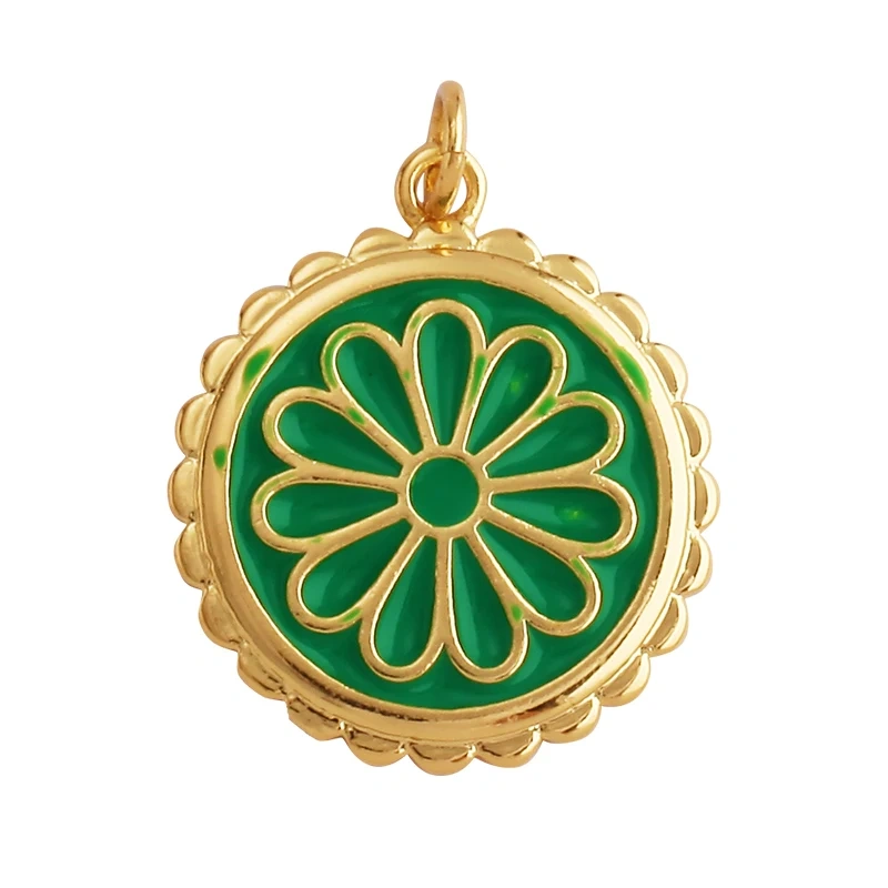 Sweet Spring Colorful Flower Charm Pendant,Trendy Multicolor Sakura Enamel Necklace Accessories Handy Craft Jewelry Supplies M28