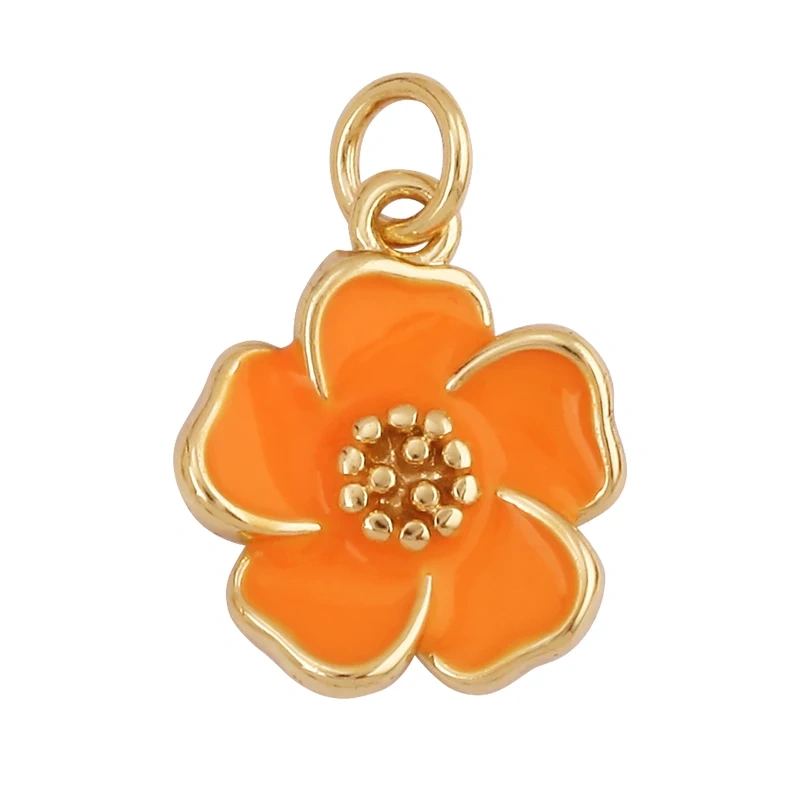 Sweet Spring Colorful Flower Charm Pendant,Trendy Multicolor Sakura Enamel Necklace Accessories Handy Craft Jewelry Supplies M28