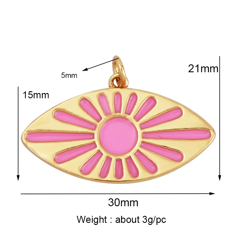 Oil Dropped Enamel Evil Eye Rectangle Square Round Oval Tag Geometry Charm Pendant,18K Gold Zircon Necklace Bracelet Supply M91