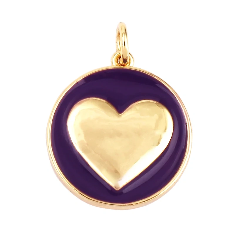 Star Coin Heart Enamel Charm Neon Pink Orange Turquoise Blue Oil Dropped,Real Gold Plated ,Necklace Bracelet Pendant L19 M81