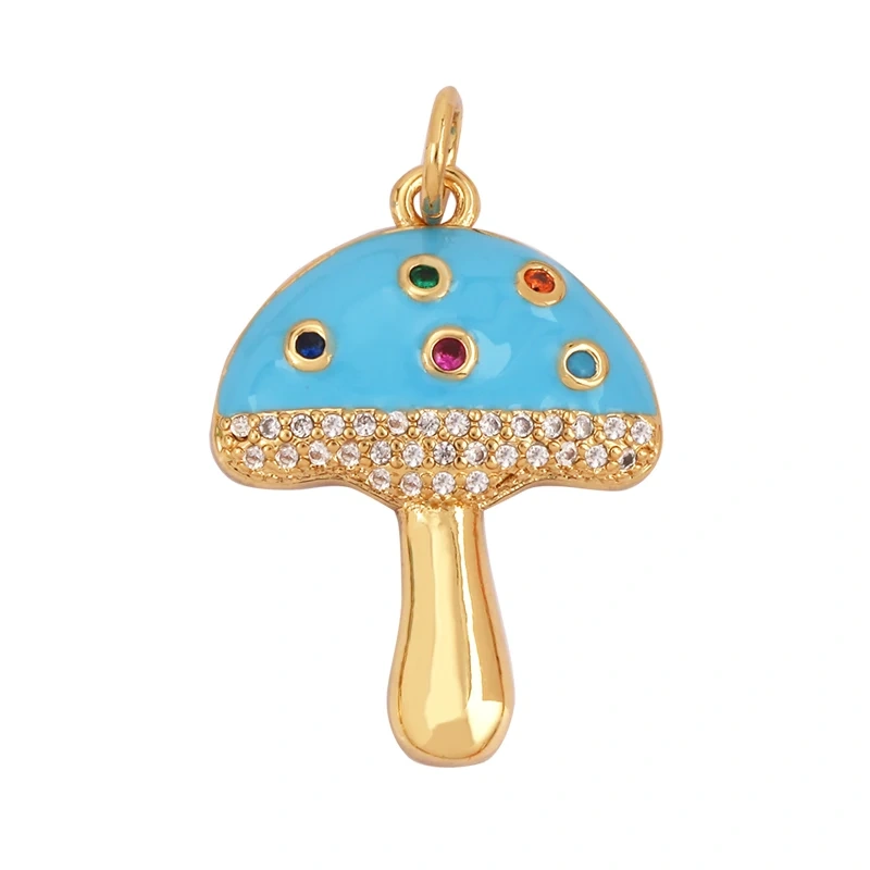 Cute Colorful Mushroom Enamel Charm Pink Neon Orange Red Necklace Bracelet Pendant,Gold Plated Accessories Findings Supplies M81