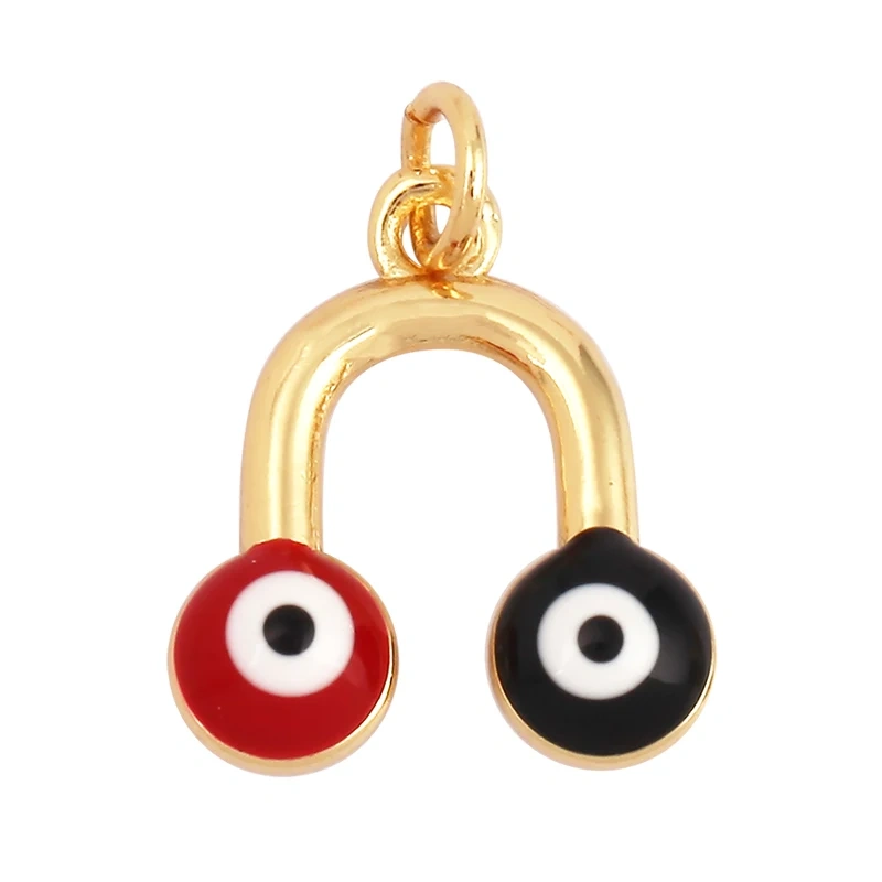 Enamel Evil Eye Charm Pendant,18K Real Gold Plated Cubic Zirconia CZ Paved, Jewelry Necklace Bracelet Accessories Supplies M91