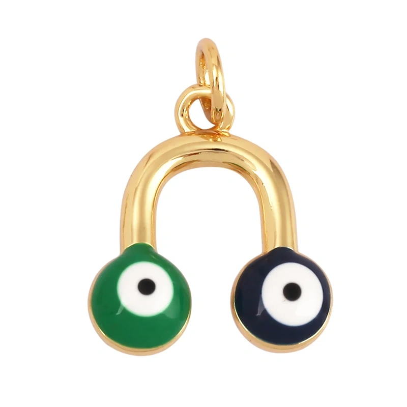 Enamel Evil Eye Charm Pendant,18K Real Gold Plated Cubic Zirconia CZ Paved, Jewelry Necklace Bracelet Accessories Supplies M91