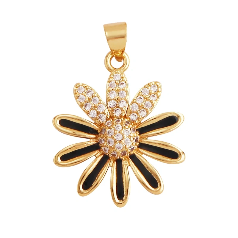 Sweet Spring Colorful Flower Charm Pendant,Trendy Multicolor Sakura Enamel Necklace Accessories Handy Craft Jewelry Supplies M28