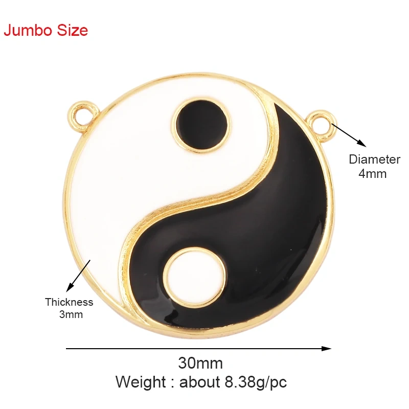 Enamel Taiji Gongfu Charm , 18K Real Gold Plated Colour,Necklace Bracelet Pendant for Handmade Jewelry Supplies L07