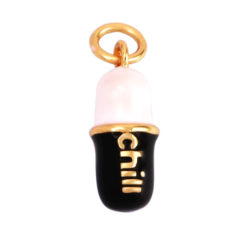 Capsule Chill Pill Enamel Charm Neon Pink Orange Turquoise Pendant Oil Dropped,Gold Plated Colour,Necklace Bracelet Pendant M83