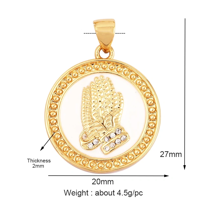 Enamel Evil Eye Charm Pendant,18K Real Gold Plated Cubic Zirconia CZ Paved, Jewelry Necklace Bracelet Accessories Supplies M91