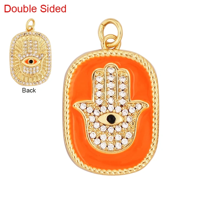 Fashion Colourful Turkish Evil Luck Eye Hand Charm Pendant,Simple Geometric Zircon Horoscope Sign Necklace Jewelry  Supplies M36