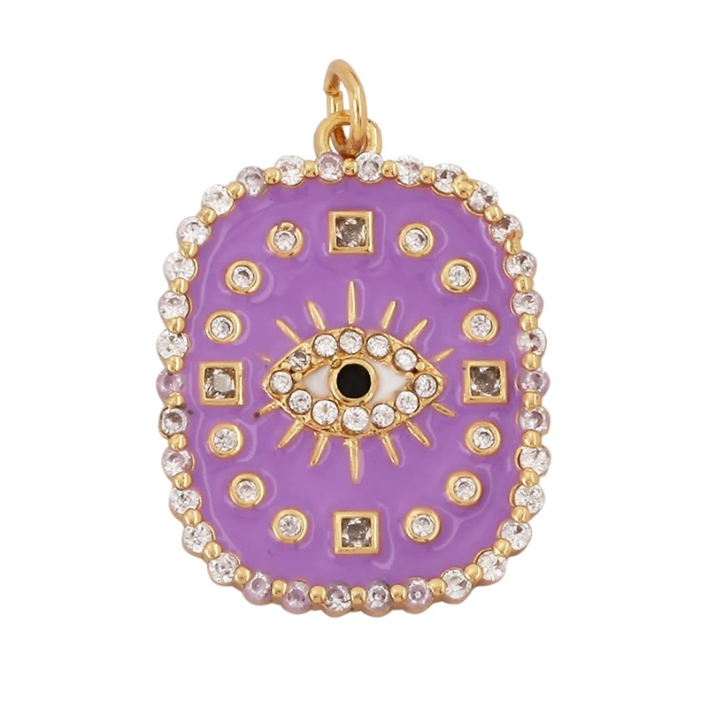 Fashion Colourful Turkish Evil Luck Eye Hand Charm Pendant,Simple Geometric Zircon Horoscope Sign Necklace Jewelry  Supplies M36