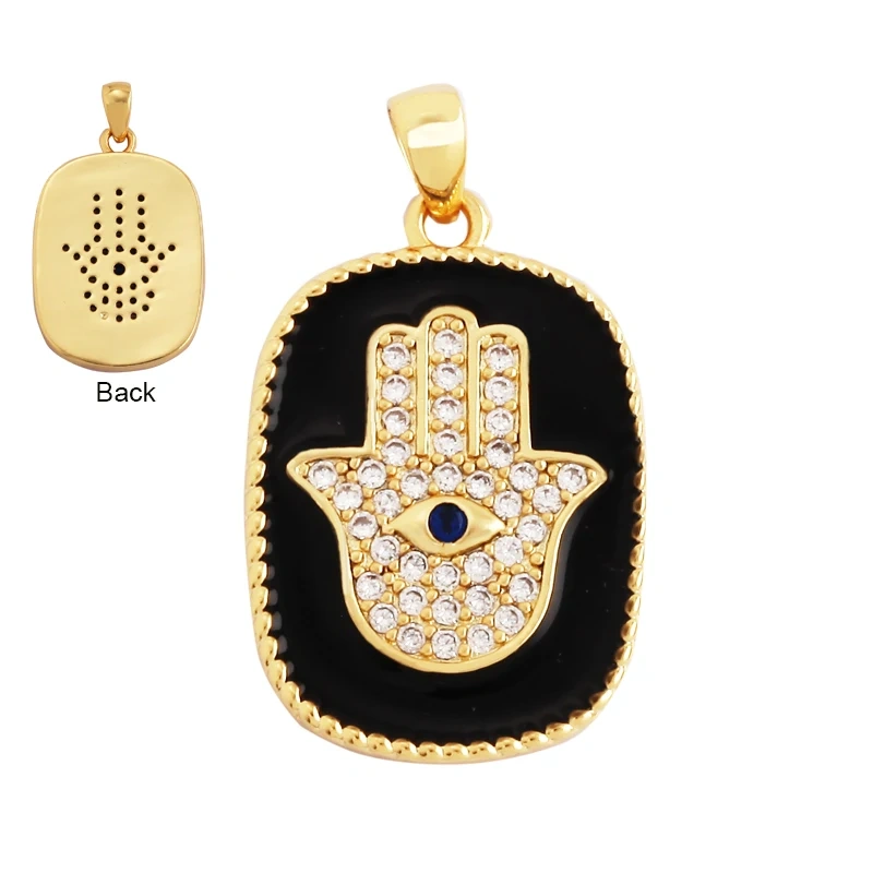 Fashion Colourful Turkish Evil Luck Eye Hand Charm Pendant,Simple Geometric Zircon Horoscope Sign Necklace Jewelry  Supplies M36
