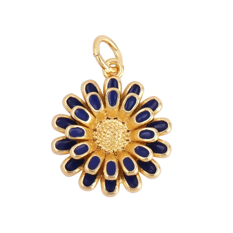 Daisy Flower Enamel Charm Neon Pink Orange Turquoise Blue Pendant Oil Dropped,Gold Plated Colour,Necklace Bracelet Pendant M28