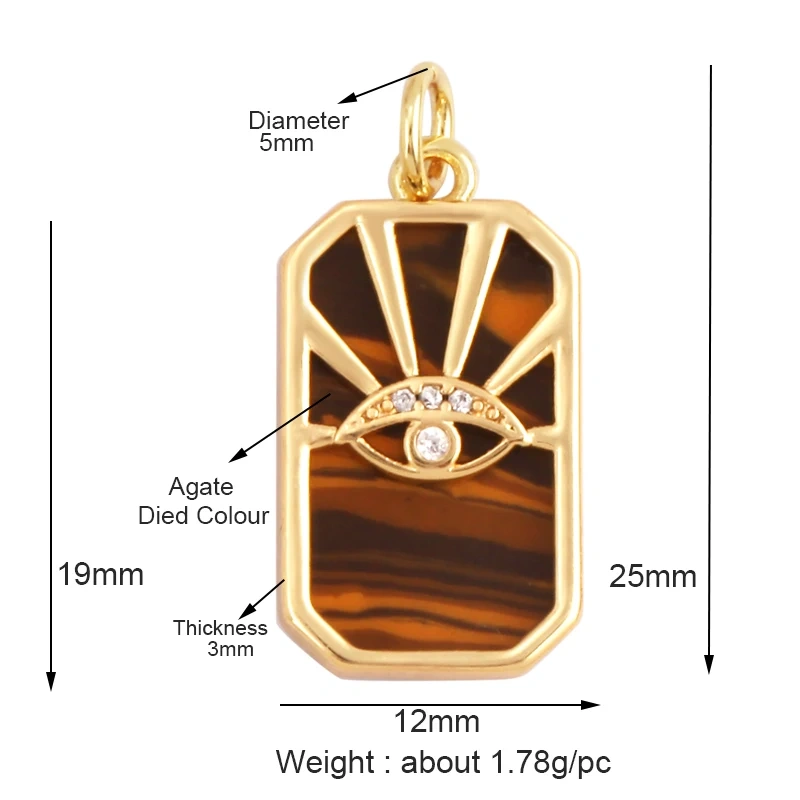 Personalized Evil Eye Natural Mother of Pearl Shell Agate Malachite Tiger Eye Pendant Charm,Jewelry For Necklace Accessories M32