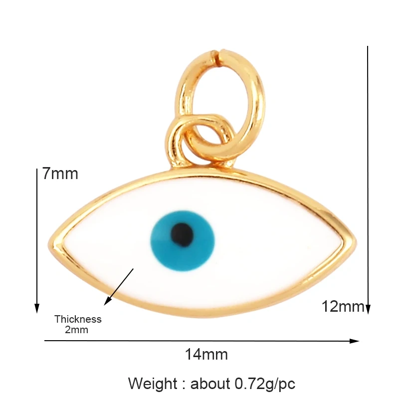 Enamel Evil Eye Charm Pendant,18K Real Gold Plated Cubic Zirconia CZ Paved, Jewelry Necklace Bracelet Accessories Supplies M91