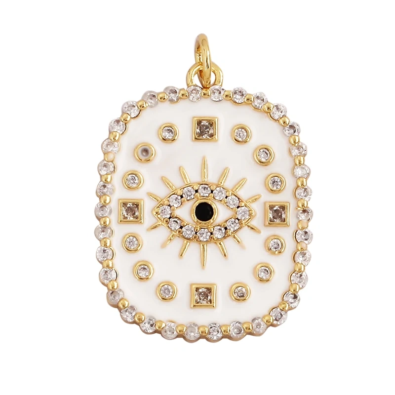 Fashion Colourful Turkish Evil Luck Eye Hand Charm Pendant,Simple Geometric Zircon Horoscope Sign Necklace Jewelry  Supplies M36