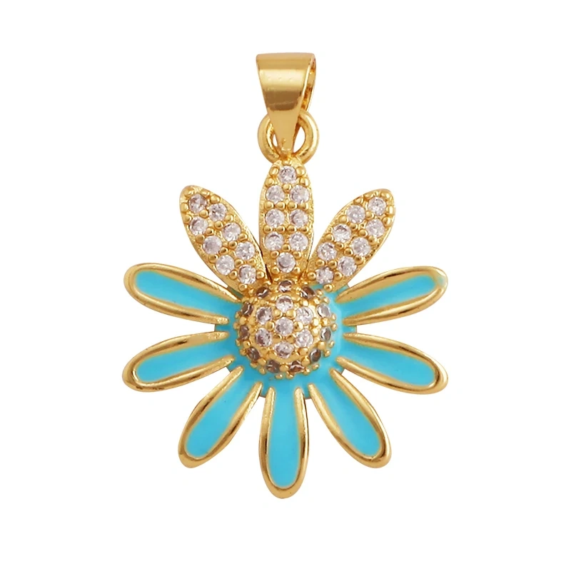 Sweet Spring Colorful Flower Charm Pendant,Trendy Multicolor Sakura Enamel Necklace Accessories Handy Craft Jewelry Supplies M28