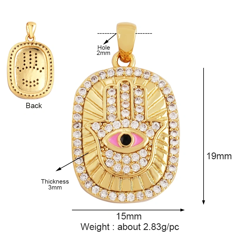 Fashion Colourful Turkish Evil Luck Eye Hand Charm Pendant,Simple Geometric Zircon Horoscope Sign Necklace Jewelry  Supplies M36
