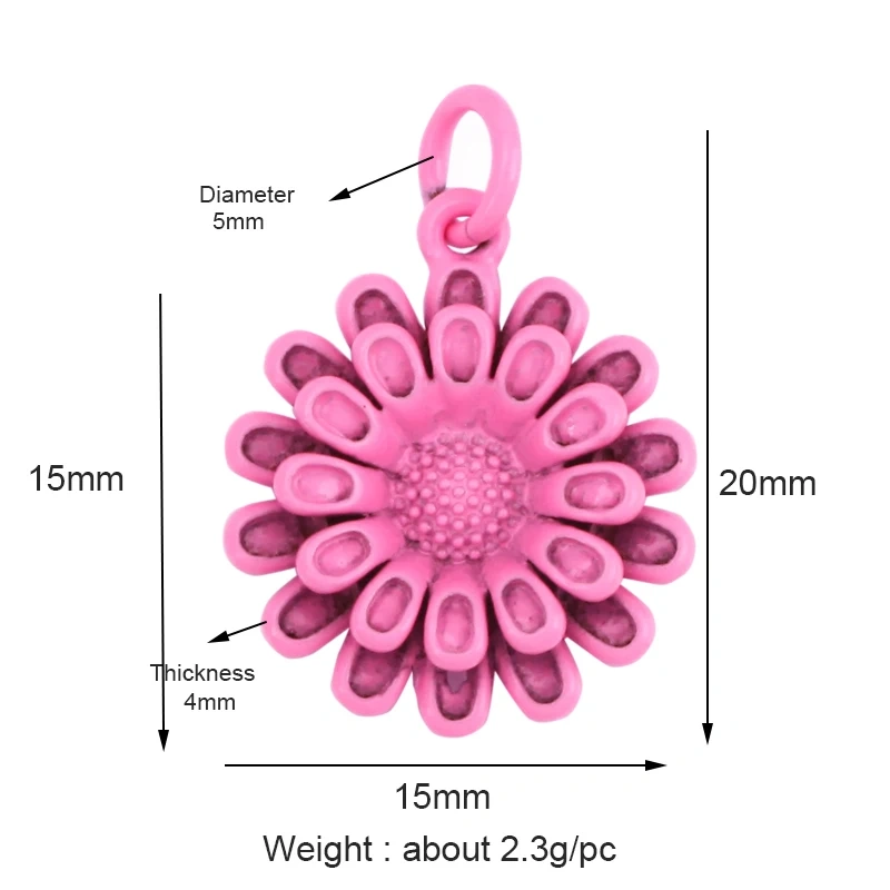 Daisy Flower Enamel Charm Neon Pink Orange Turquoise Blue Pendant Oil Dropped,Gold Plated Colour,Necklace Bracelet Pendant M28