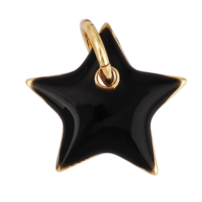 Enamel Lock Heart Star Charm, 18K Real Gold Plated Colour,Necklace Bracelet Pendant for Handmade Jewelry Supplies M90