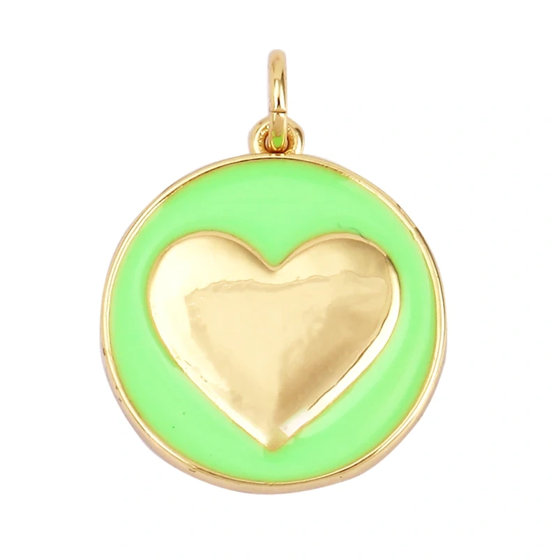 Star Coin Heart Enamel Charm Neon Pink Orange Turquoise Blue Oil Dropped,Real Gold Plated ,Necklace Bracelet Pendant L19 M81