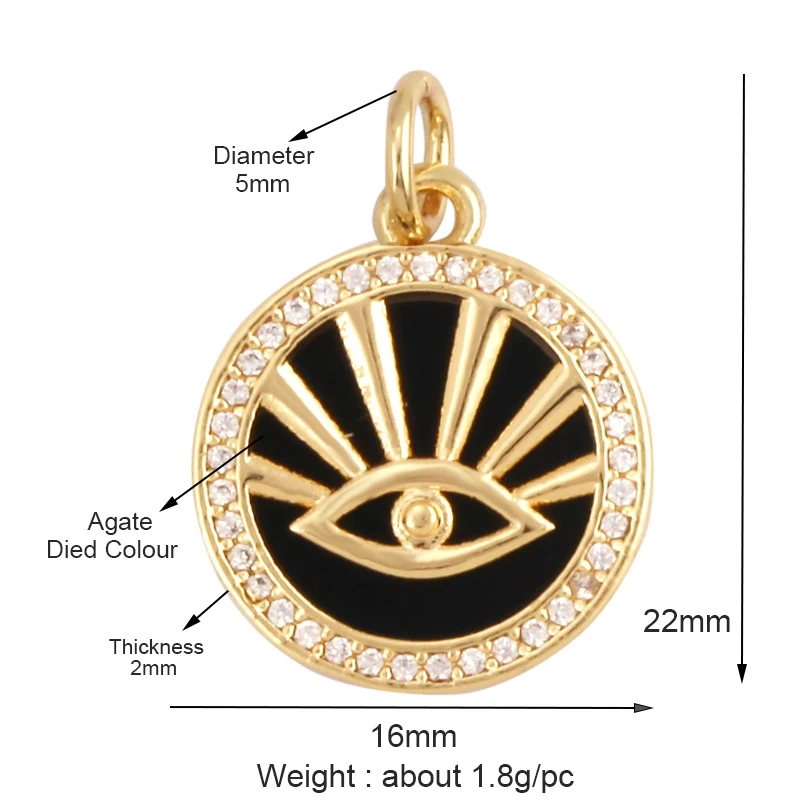 Personalized Evil Eye Natural Mother of Pearl Shell Agate Malachite Tiger Eye Pendant Charm,Jewelry For Necklace Accessories M32