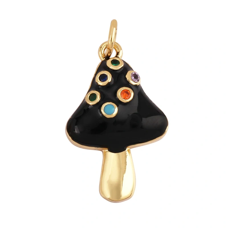 Cute Colorful Mushroom Enamel Charm Pink Neon Orange Red Necklace Bracelet Pendant,Gold Plated Accessories Findings Supplies M81