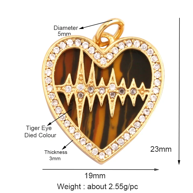 Trendy Design Love Heart Natural Mother of Pearl Shell Agate Malachite Tiger Eye Pendant Charm,Jewelry For Necklace Supplies M32