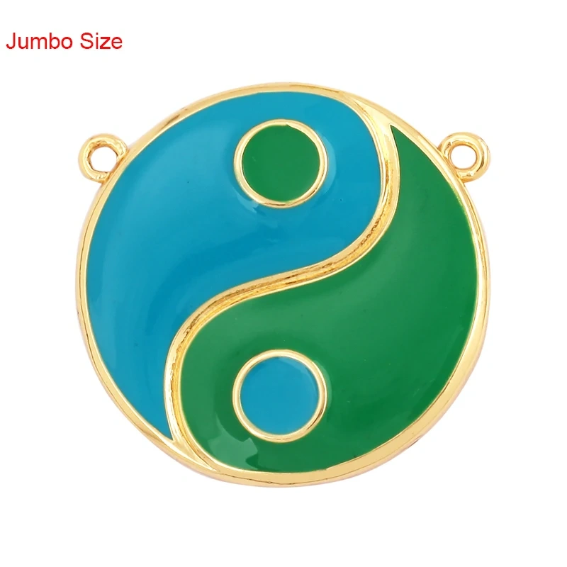 Enamel Taiji Gongfu Charm , 18K Real Gold Plated Colour,Necklace Bracelet Pendant for Handmade Jewelry Supplies L07