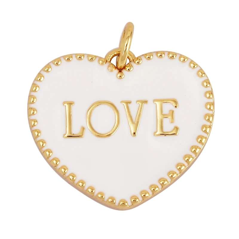 Clover Love Heart Hot Mama Enamel Charm Neon Pink  Turquoise Blue Oil Dropped,18K Gold Plated Necklace Bracelet Pendant M24