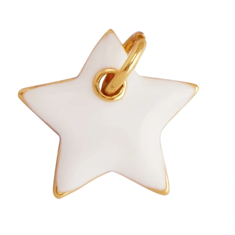 Enamel Lock Heart Star Charm, 18K Real Gold Plated Colour,Necklace Bracelet Pendant for Handmade Jewelry Supplies M90