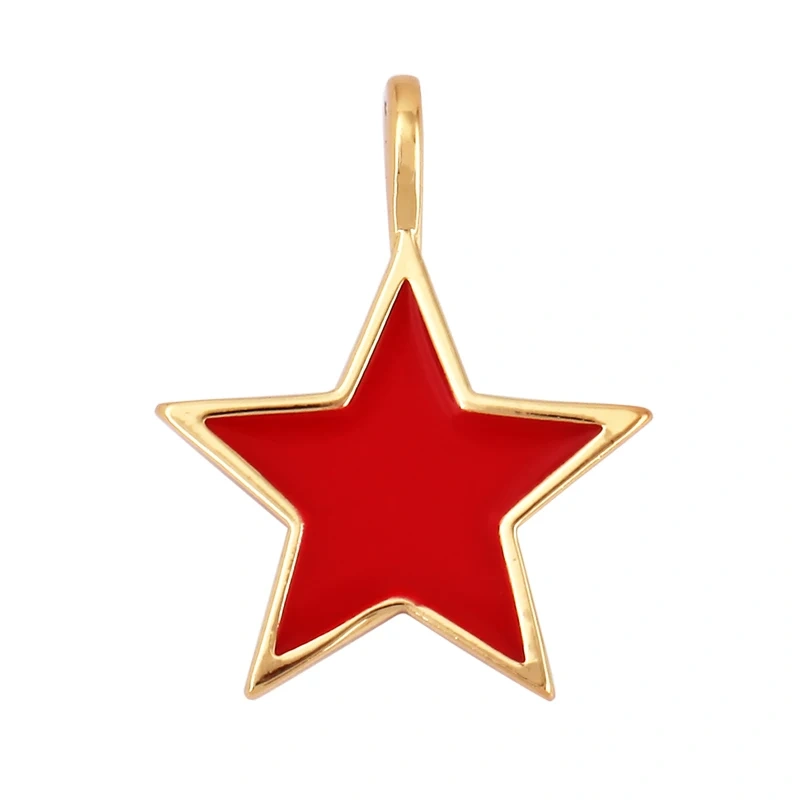 Star Coin Heart Enamel Charm Neon Pink Orange Turquoise Blue Oil Dropped,Real Gold Plated ,Necklace Bracelet Pendant L19 M81