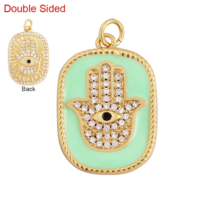 Fashion Colourful Turkish Evil Luck Eye Hand Charm Pendant,Simple Geometric Zircon Horoscope Sign Necklace Jewelry  Supplies M36