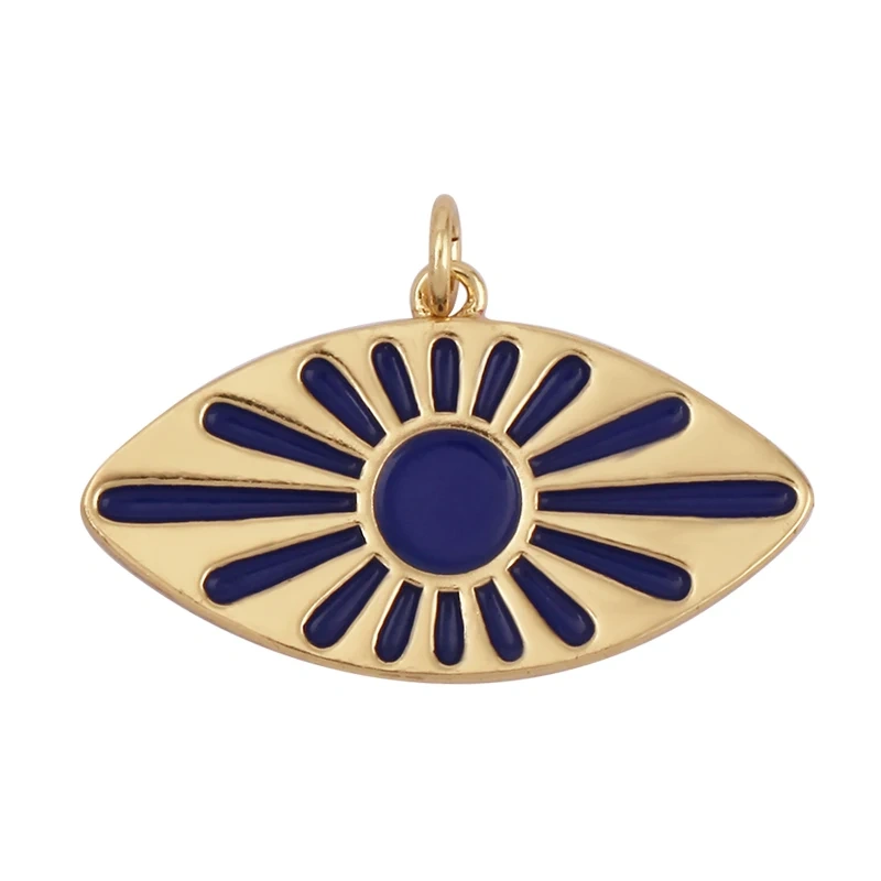 Oil Dropped Enamel Evil Eye Rectangle Square Round Oval Tag Geometry Charm Pendant,18K Gold Zircon Necklace Bracelet Supply M91