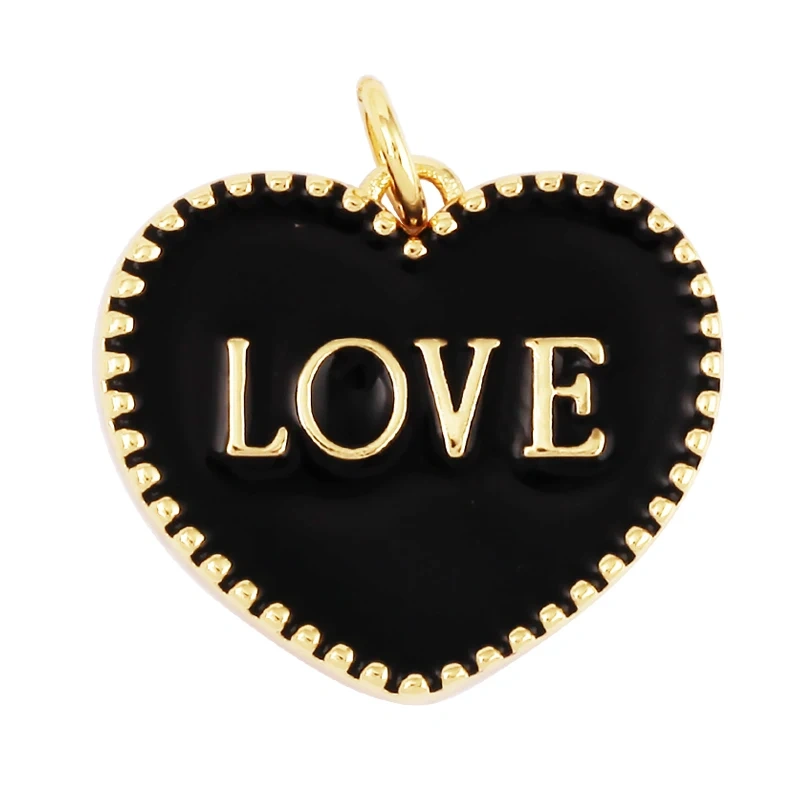 Clover Love Heart Hot Mama Enamel Charm Neon Pink  Turquoise Blue Oil Dropped,18K Gold Plated Necklace Bracelet Pendant M24