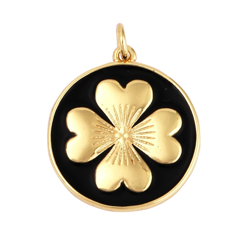 Clover Love Heart Hot Mama Enamel Charm Neon Pink  Turquoise Blue Oil Dropped,18K Gold Plated Necklace Bracelet Pendant M24