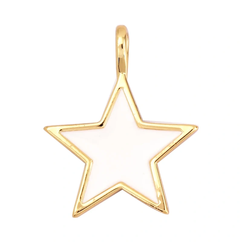 Star Coin Heart Enamel Charm Neon Pink Orange Turquoise Blue Oil Dropped,Real Gold Plated ,Necklace Bracelet Pendant L19 M81