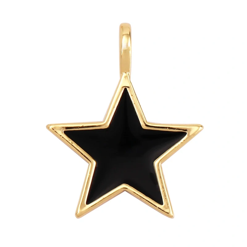 Star Coin Heart Enamel Charm Neon Pink Orange Turquoise Blue Oil Dropped,Real Gold Plated ,Necklace Bracelet Pendant L19 M81