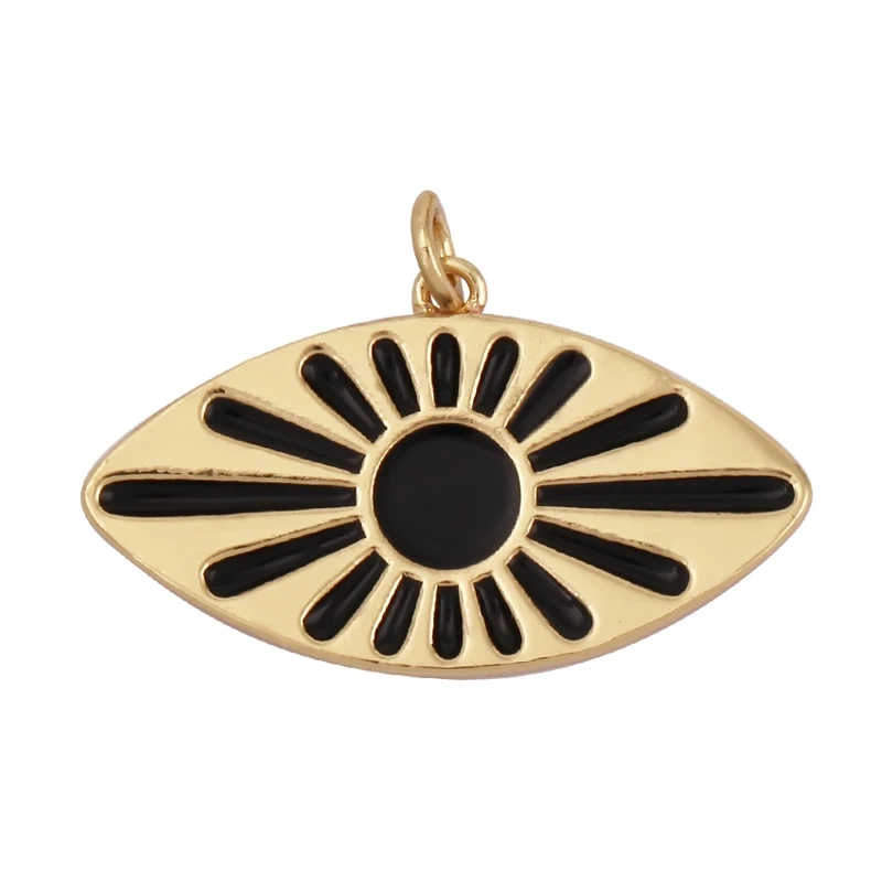 Oil Dropped Enamel Evil Eye Rectangle Square Round Oval Tag Geometry Charm Pendant,18K Gold Zircon Necklace Bracelet Supply M91