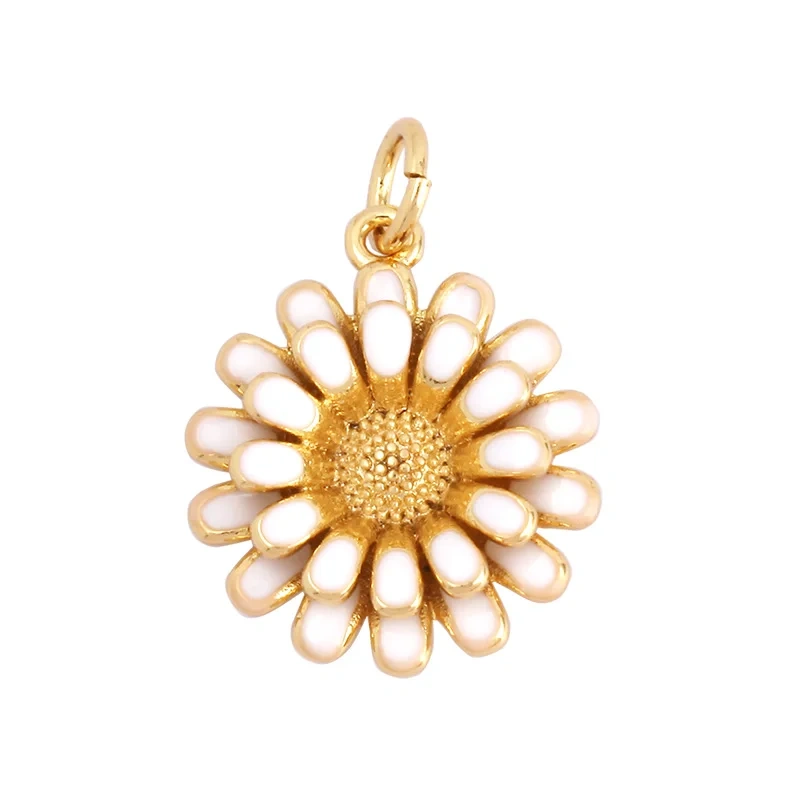 Daisy Flower Enamel Charm Neon Pink Orange Turquoise Blue Pendant Oil Dropped,Gold Plated Colour,Necklace Bracelet Pendant M28